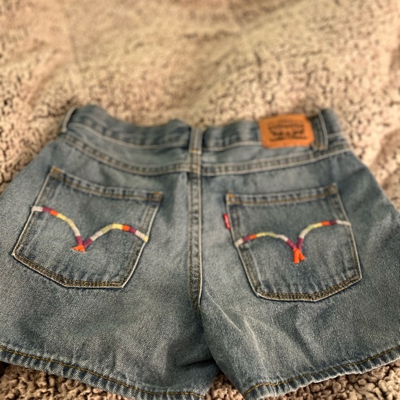 Levi's Denim Shorts with Colorful Stitching girls size 14 - Picture 1 of 4